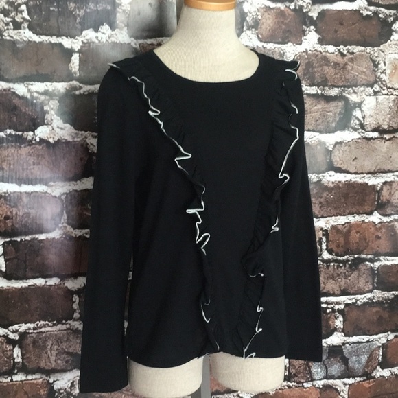 Skovhuus Sweater Pullover Ruffle Denmark Black White Small - Picture 7 of 8